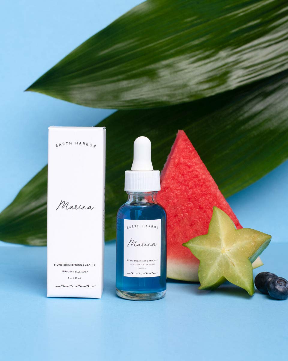 Earth Harbor MARINA Biome Brightening Ampoule – Brightens & Balances | Blue Tansy, Spirulina & Squalane | 1 fl oz