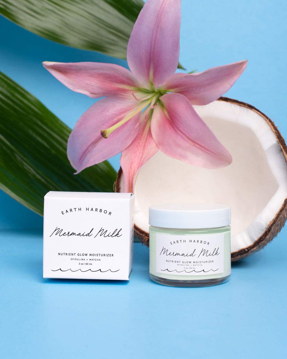 Earth Harbor Mermaid Milk Nutrient Glow Moisturizer | Lightweight Plant-Based Hydration with Matcha & Spirulina