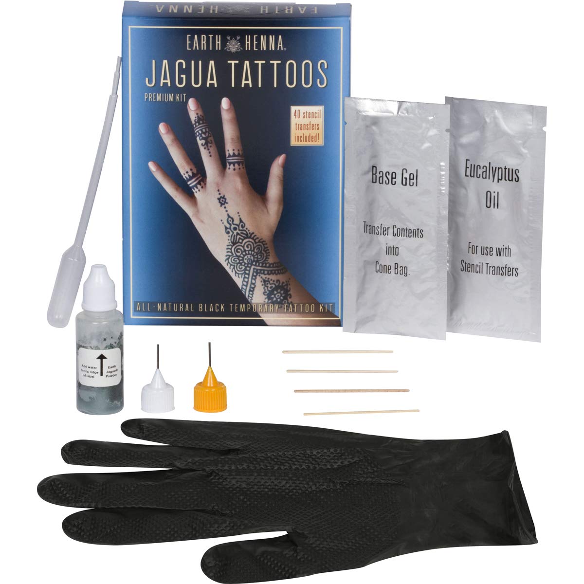 Earth Henna Organic Jagua Black Temporary Tattoo Kit – Made in USA
