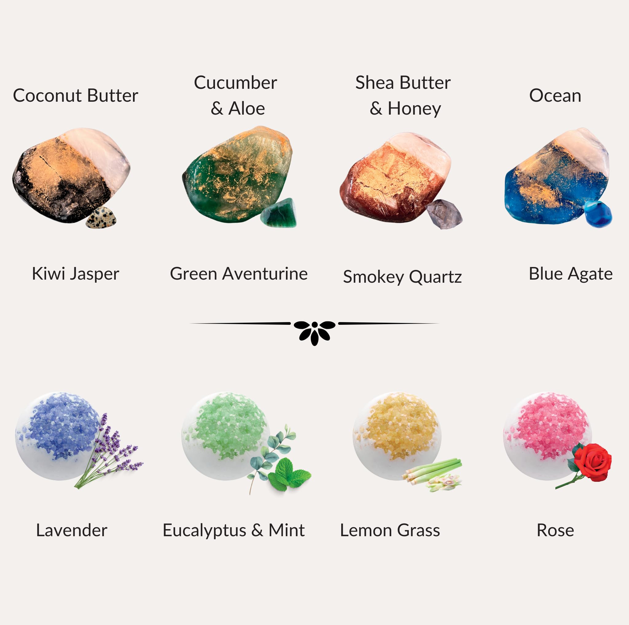 Earth & Home Gemstone Soap & Bath Bomb Set – Relaxing Spa Gift with Crystals