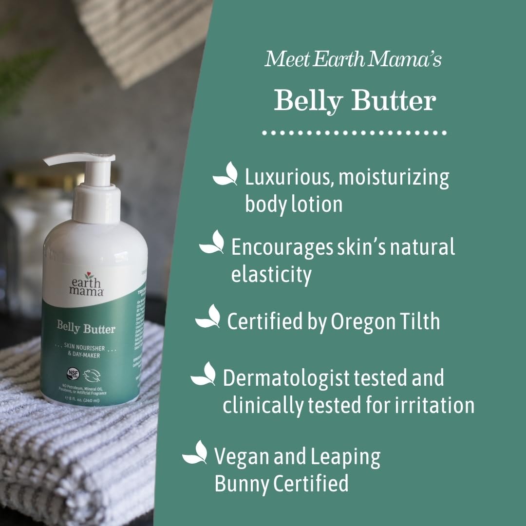 Earth Mama Belly Butter – Fragrance-Free Maternity Moisturizer (8 oz) 2-Pack