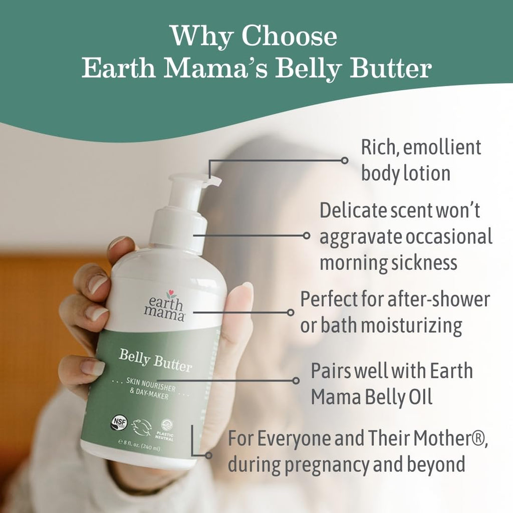 Earth Mama Belly Butter – Fragrance-Free Maternity Moisturizer (8 oz) 2-Pack