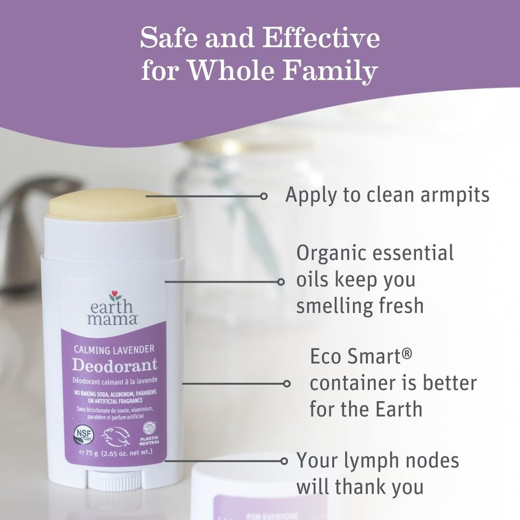 Earth Mama Calming Lavender Deodorant – Aluminum-Free, Safe for Sensitive Skin, Pregnancy & Nursing