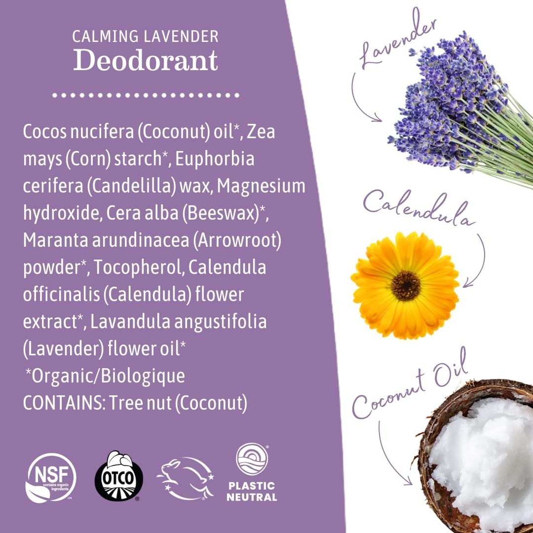 Earth Mama Calming Lavender Deodorant – Aluminum-Free, Safe for Sensitive Skin, Pregnancy & Nursing