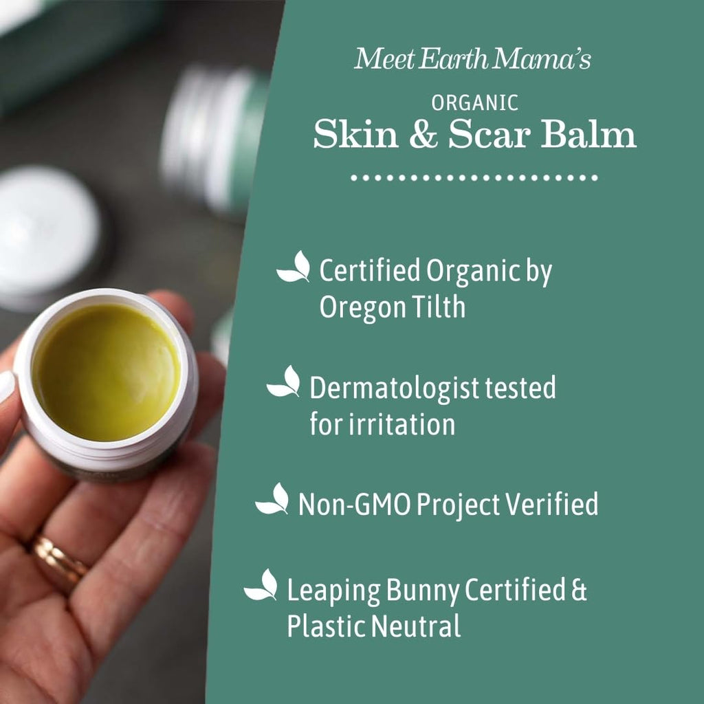 Earth Mama Organic Skin & Scar Balm | Postpartum Skin Care for Scar & Stretch Marks (2-Pack)