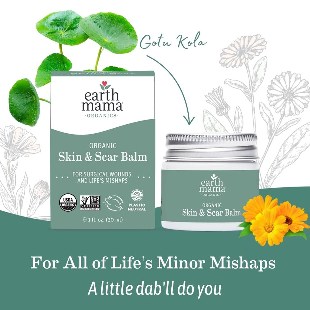 Earth Mama Organic Skin & Scar Balm | Postpartum Skin Care for Scar & Stretch Marks (2-Pack)