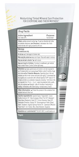Earth Mama Tinted Mineral Sunscreen Lotion SPF 40 — 3 oz with Organic Argan & Red Raspberry Seed Oil