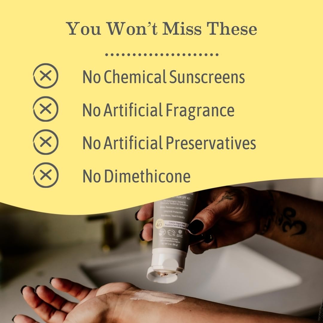 Earth Mama Tinted Mineral Sunscreen Lotion SPF 40 — 3 oz with Organic Argan & Red Raspberry Seed Oil