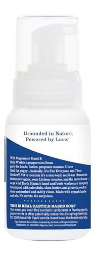 Earth Mama Wild Peppermint Hand & Body Wash | Foaming Castile Soap with Organic Mint, 5.3 oz