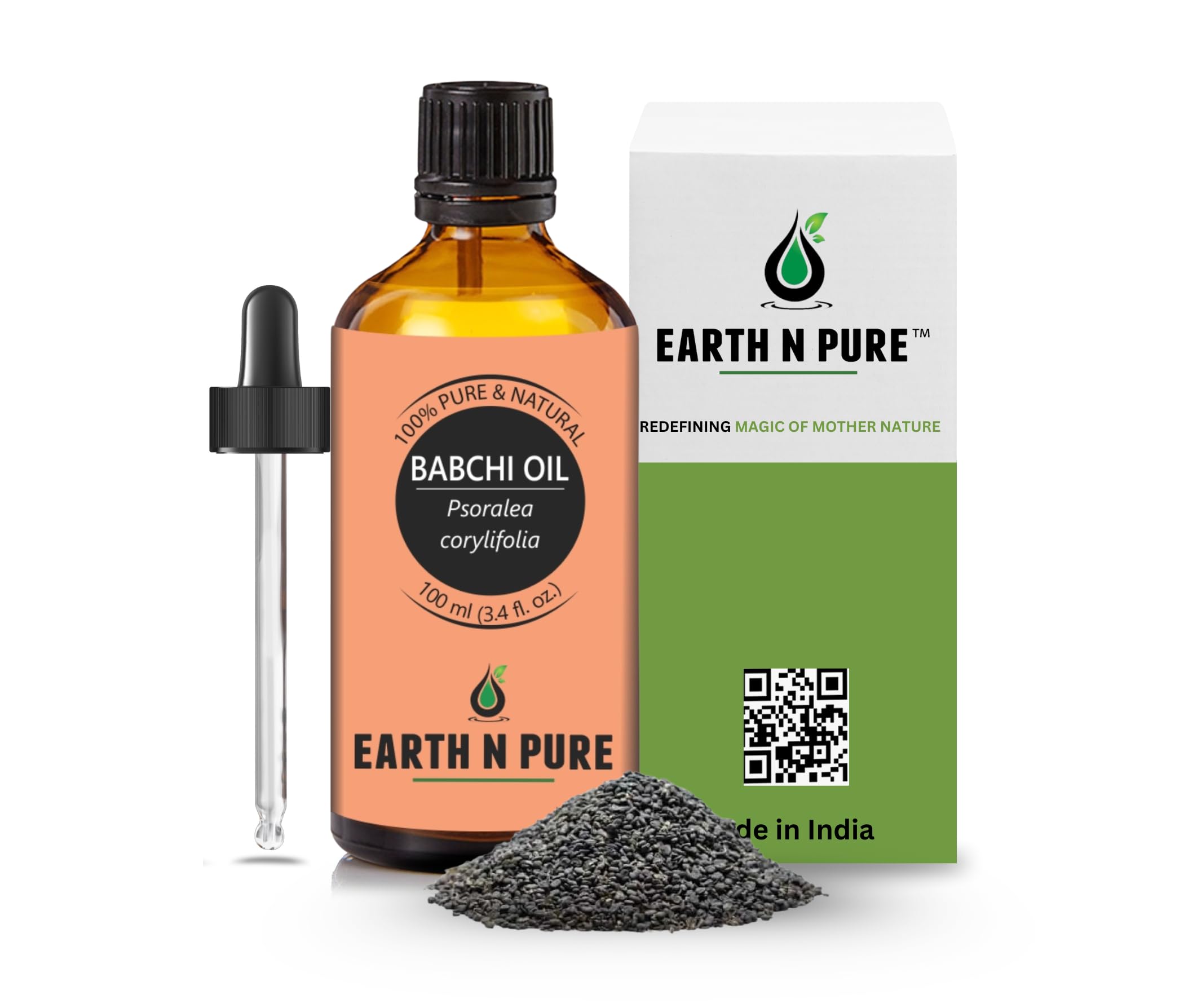 Earth N Pure Babchi Oil (Bakuchi Oil) – Cold-Pressed, Therapeutic Grade, 100 ml