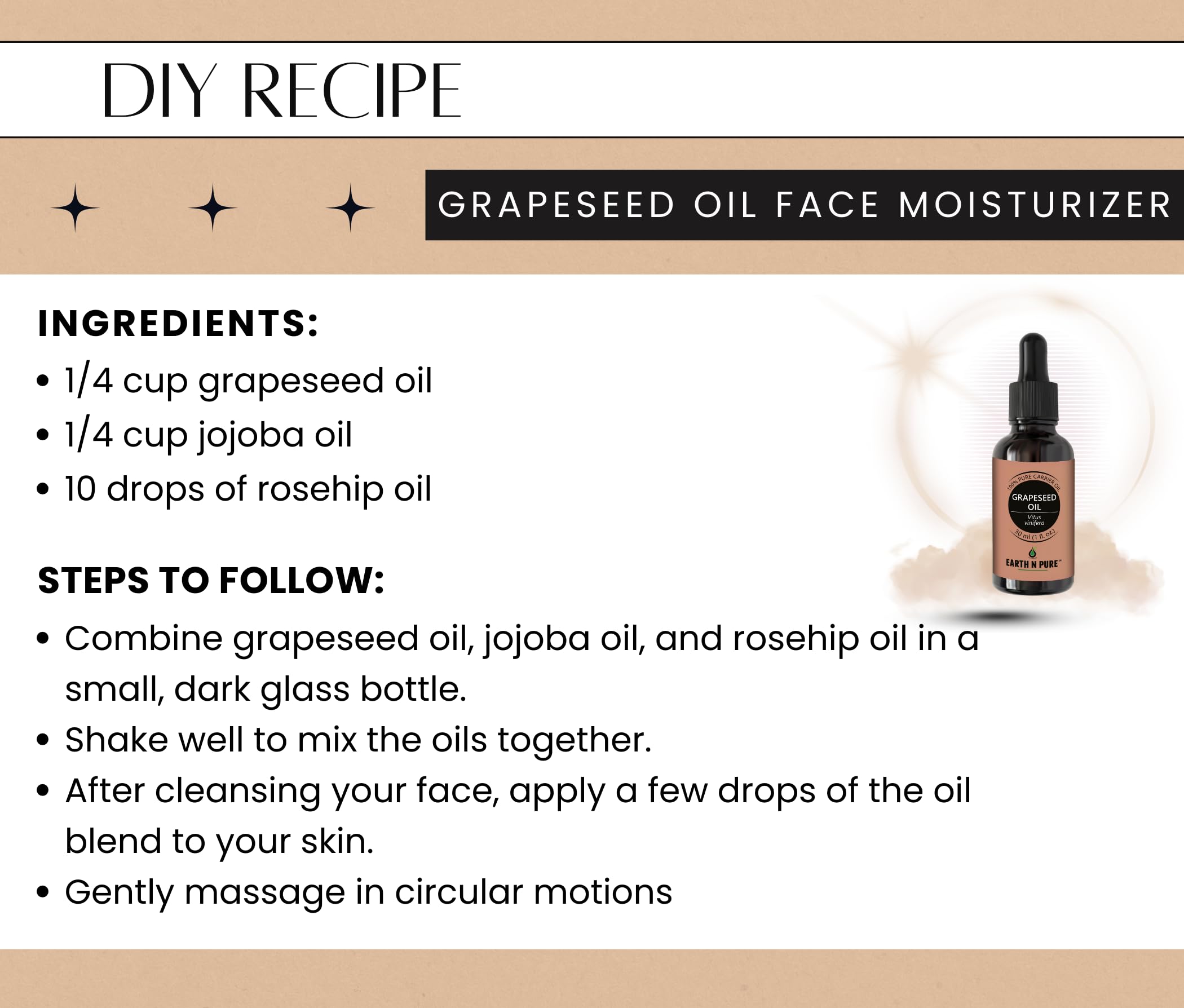 Earth N Pure Grapeseed Oil – Cold-Pressed, Therapeutic Grade, 30 ml