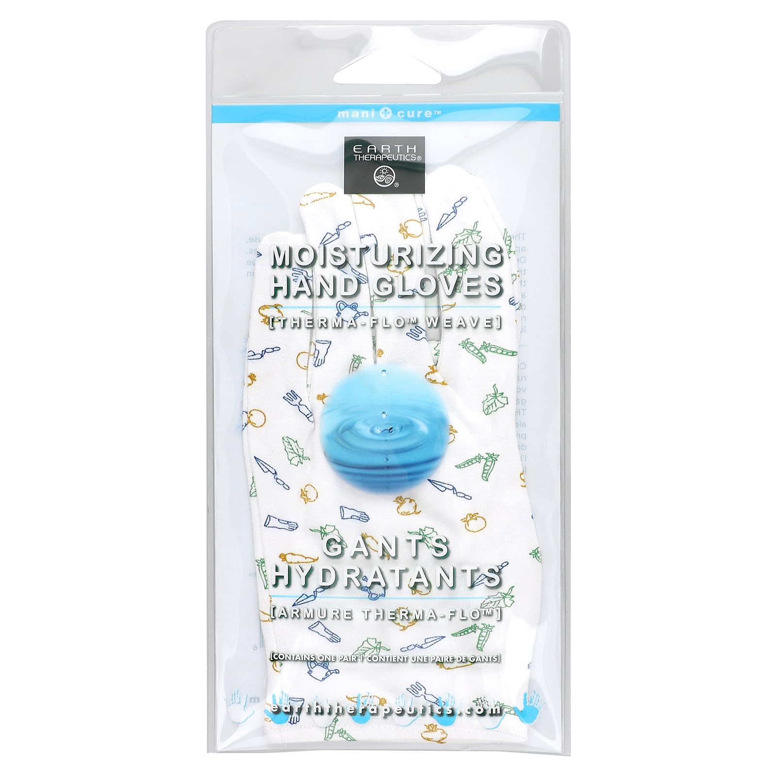 Earth Therapeutics Beauty Gloves Garden Print – Overnight Hand Therapy (1 Pair)