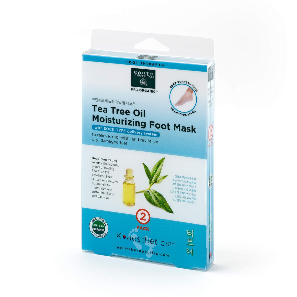 Earth Therapeutics Tea Tree Oil Moisturizing Foot Mask – 2 Pack (2 Pairs)