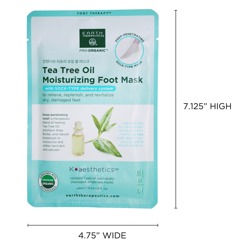 Earth Therapeutics Tea Tree Oil Moisturizing Foot Mask – 2 Pack (2 Pairs)