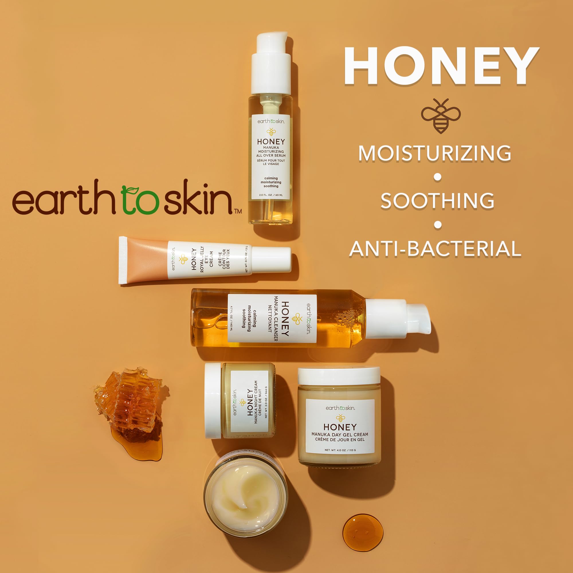 Earth To Skin Honey Manuka Day Gel Cream – Lightweight Facial Moisturizer with Hyaluronic Acid & Vitamin E | 4 oz