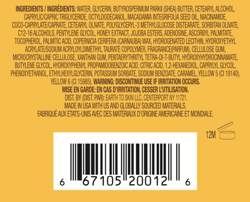 Earth To Skin Honey Manuka Calming Night Cream – Nourishing Moisturizer, 2 oz