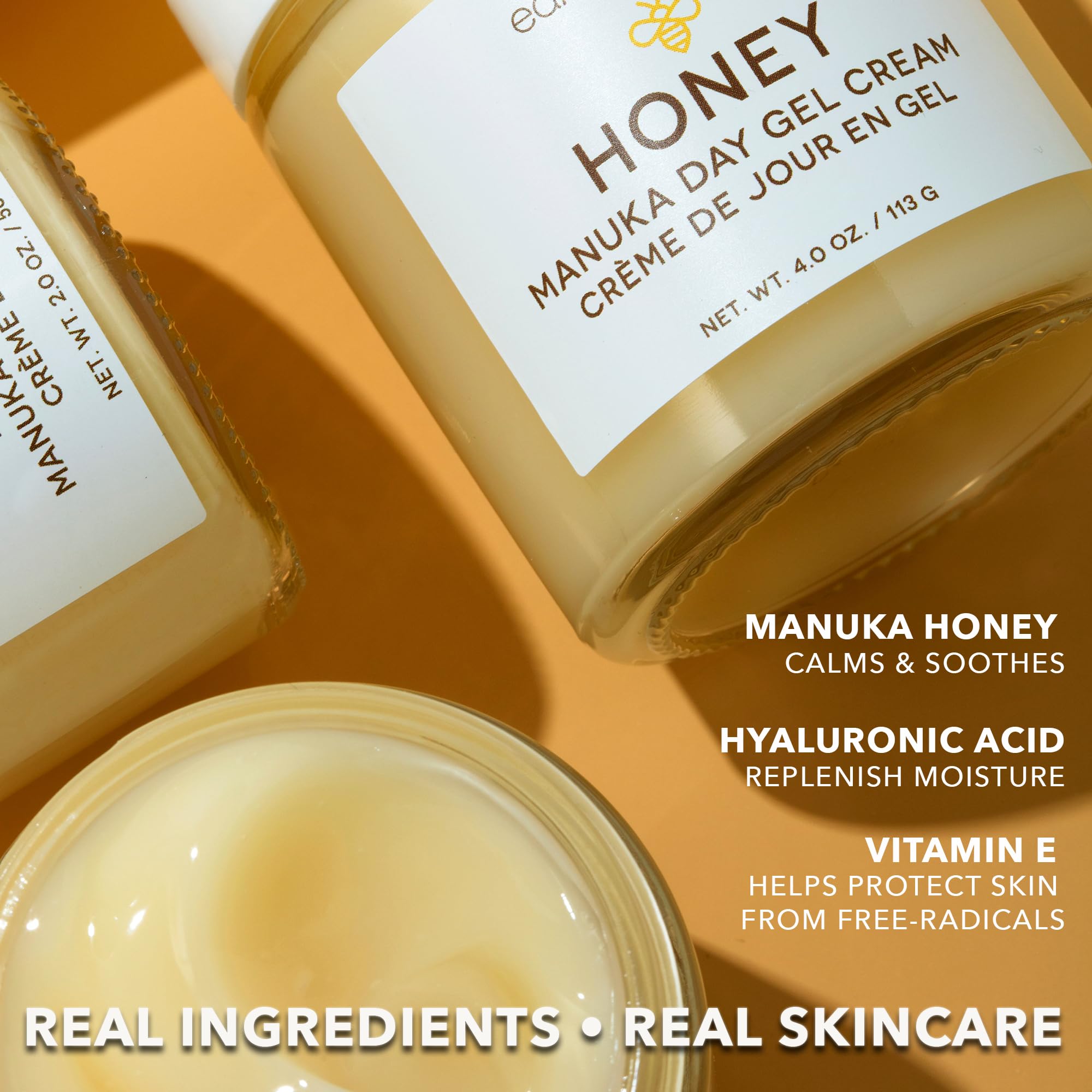 Earth To Skin Honey Manuka Day Gel Cream – Lightweight Facial Moisturizer with Hyaluronic Acid & Vitamin E | 4 oz