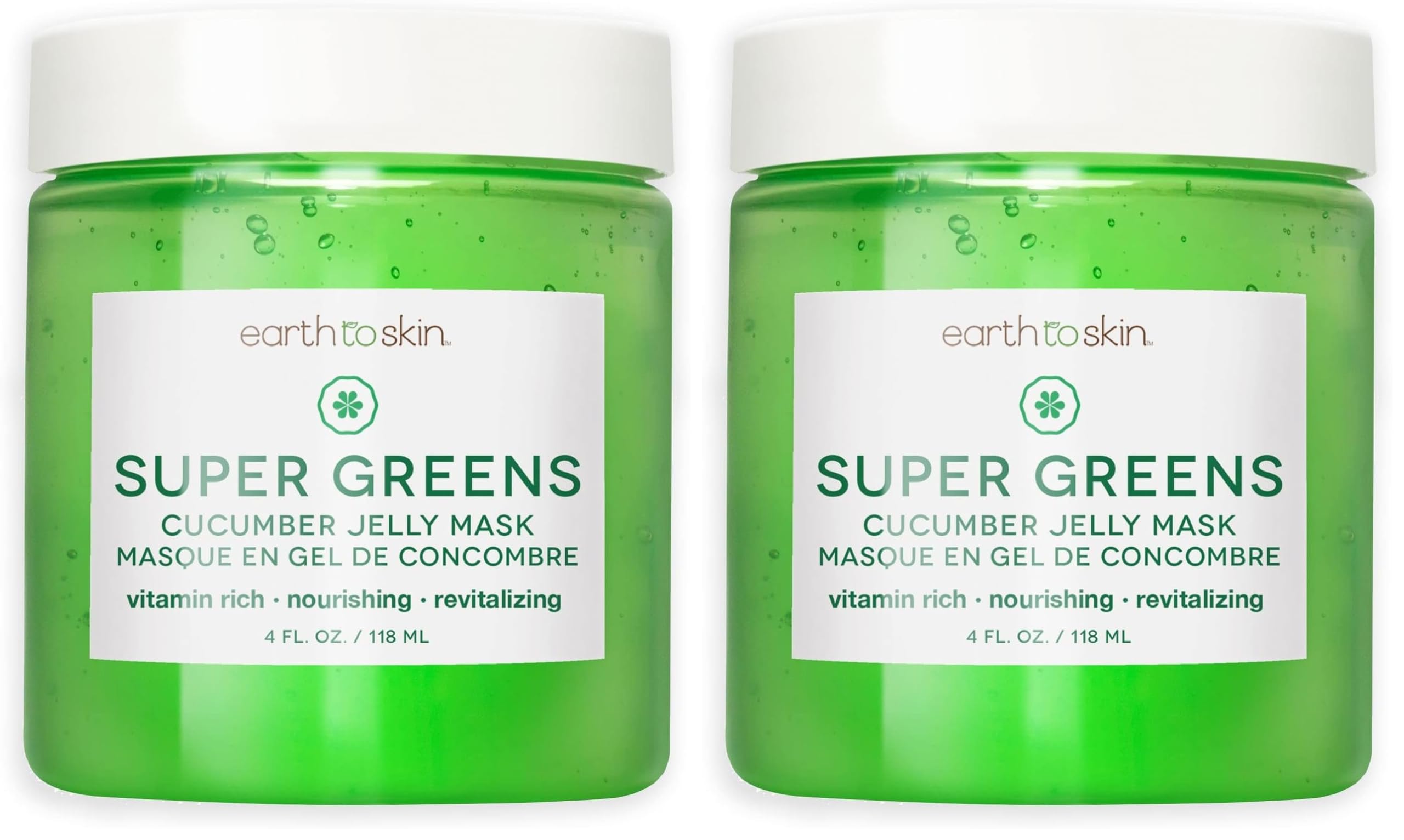 Earth To Skin Super Greens Cucumber Jelly Mask (4.0 Fl Oz) – Pack of 2 | Hydrating Facial Gel