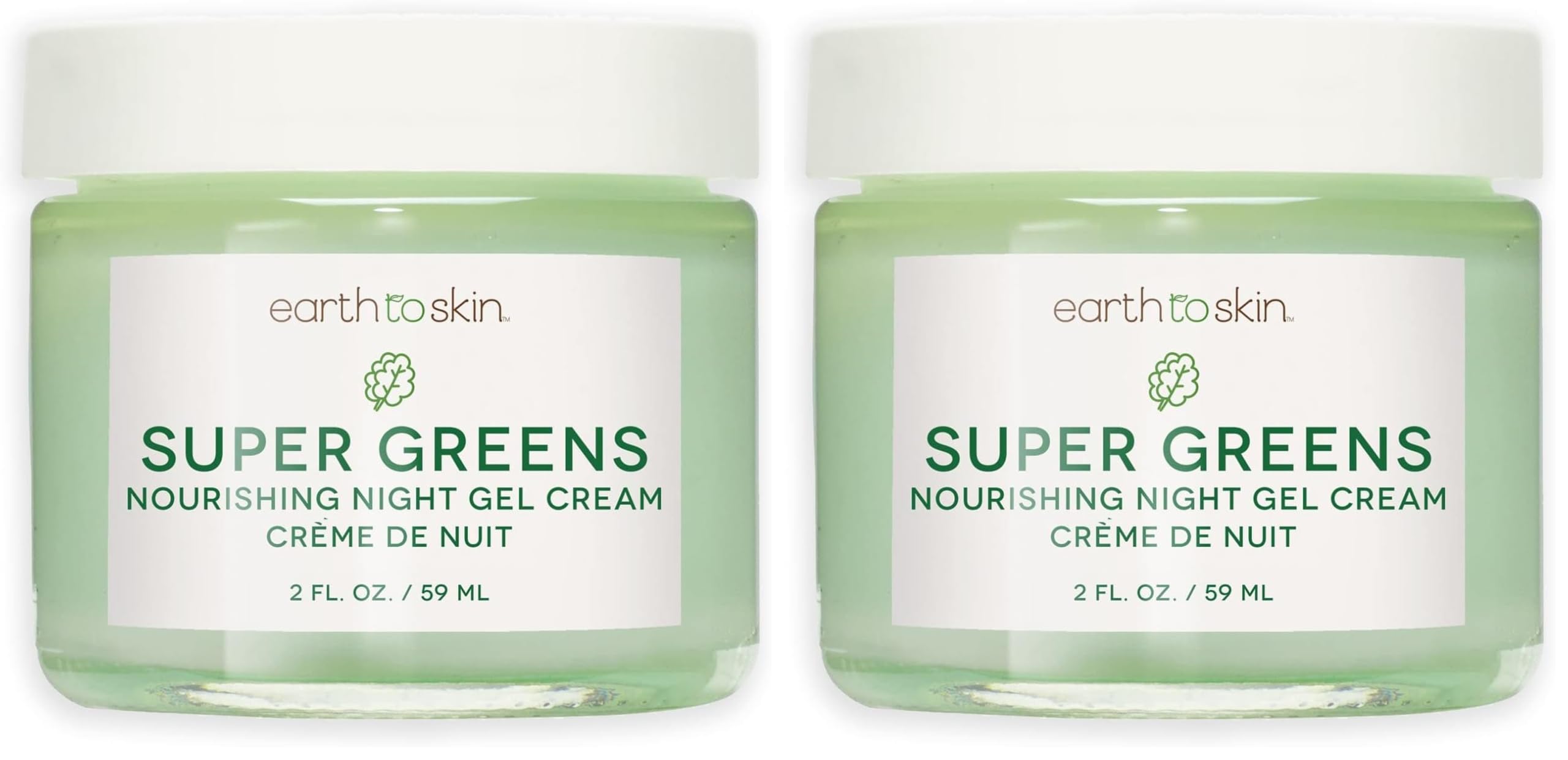 Earth To Skin Super Greens Nourishing Night Gel Cream – 2-Pack (2.0 Fl Oz Each)