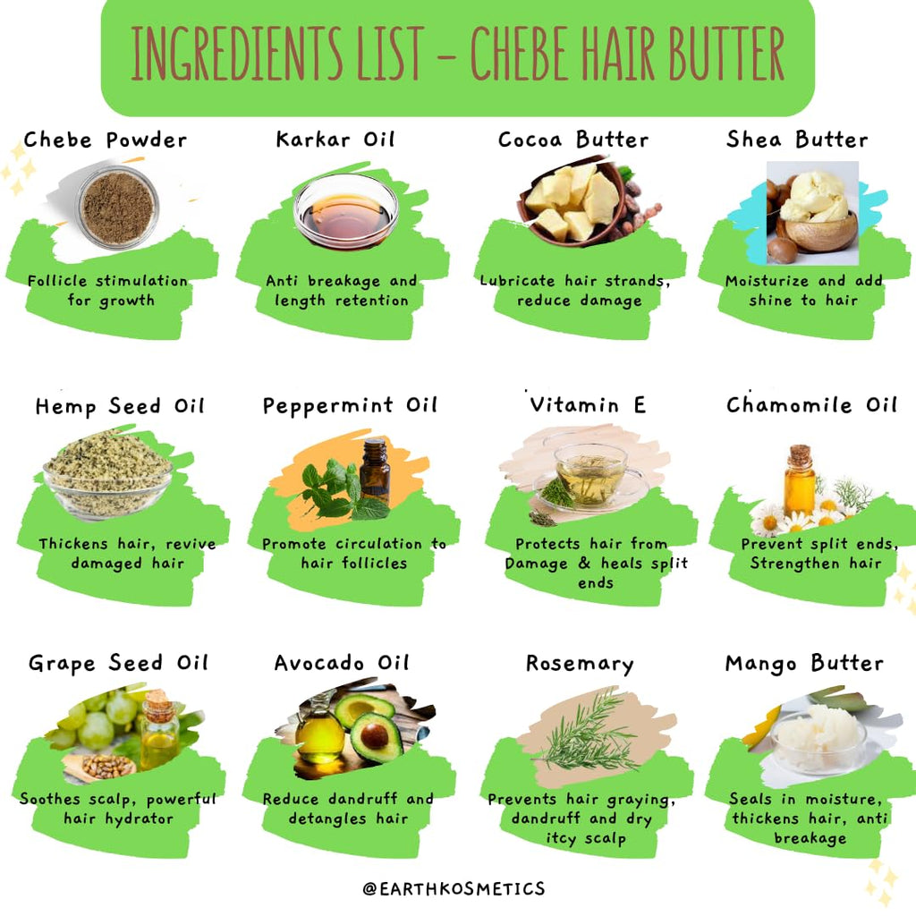 earthKosmetics Chebe Butter – Authentic Chebe Powder & Karkar Oil (6.05 oz)