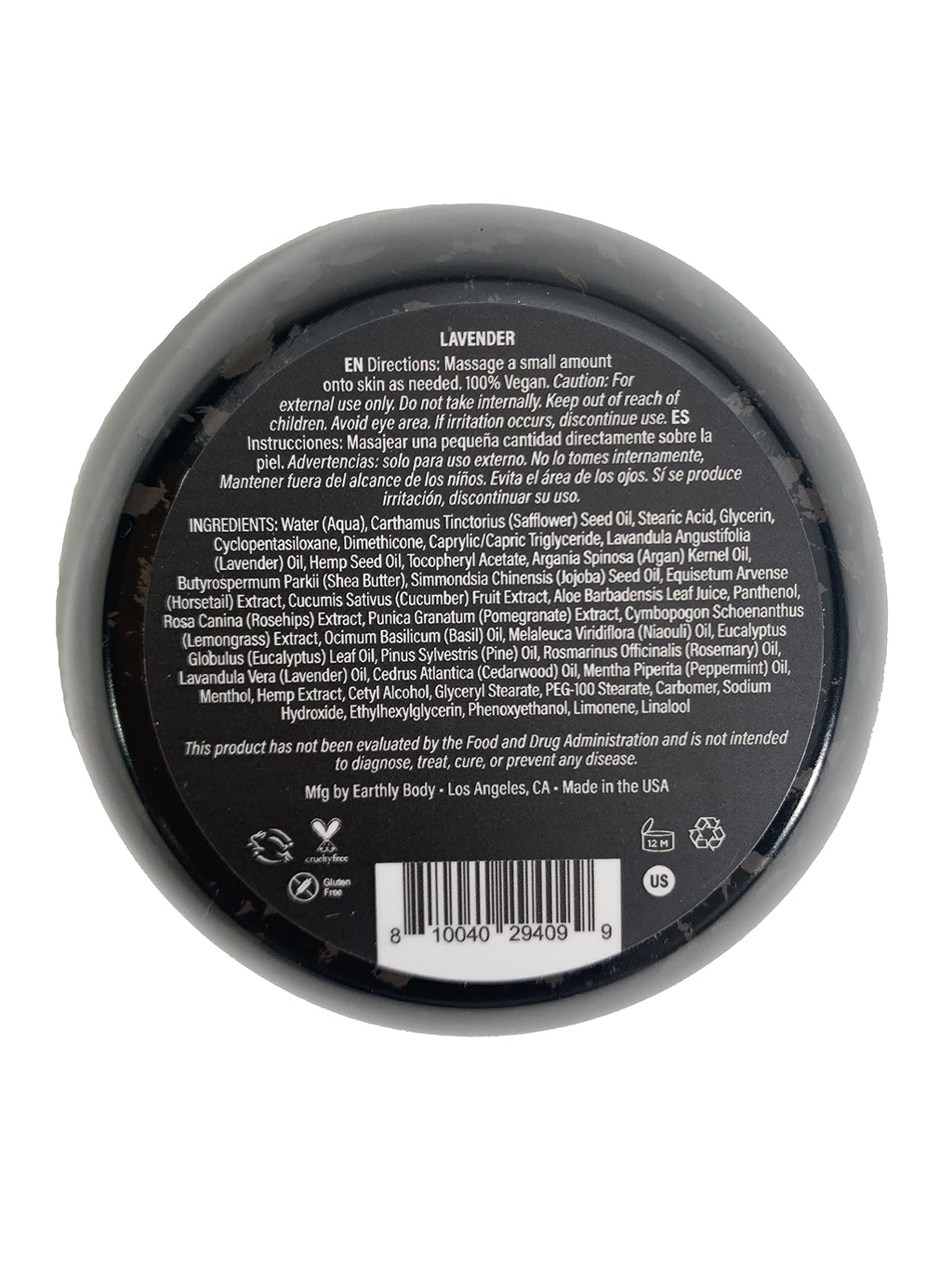 Earthly Body Premium Hemp Daily Ultimate Cream – Lightweight, Fast-Absorbing Moisturizer (Lavender) 5oz