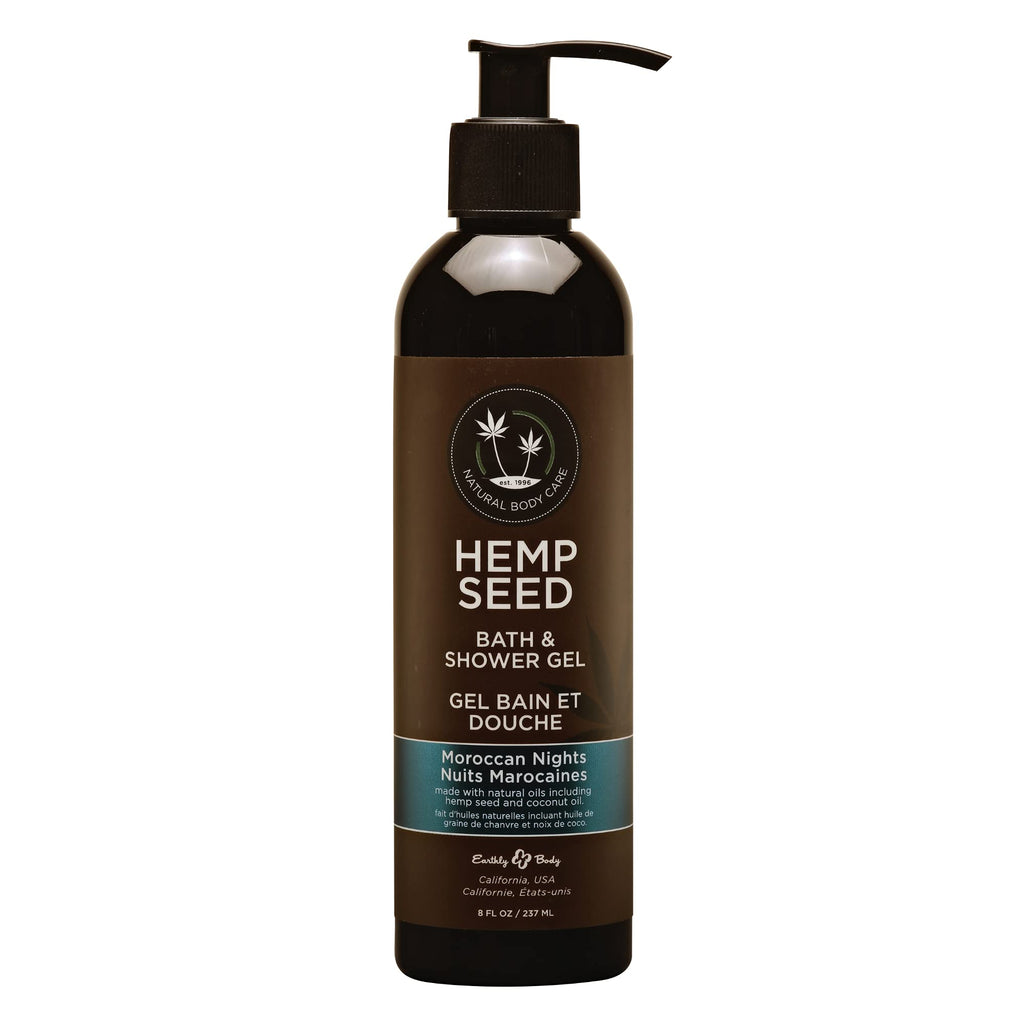 Earthly Body Hemp Seed Bath & Shower Gel – Moroccan Nights, 8 oz, Moisturizing with Hemp Seed Oil, Chamomile & Hydrolyzed Wheat Protein – Vegan, Cruelty-Free