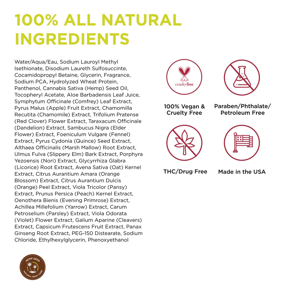 Earthly Body Hemp Seed Bath & Shower Gel – Nag Champa, 8 oz | Nourishing, Non-Greasy, Vegan