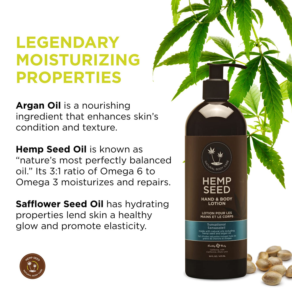 Earthly Body Hemp Seed Hand & Body Lotion – Sunsational Scent (16 oz)