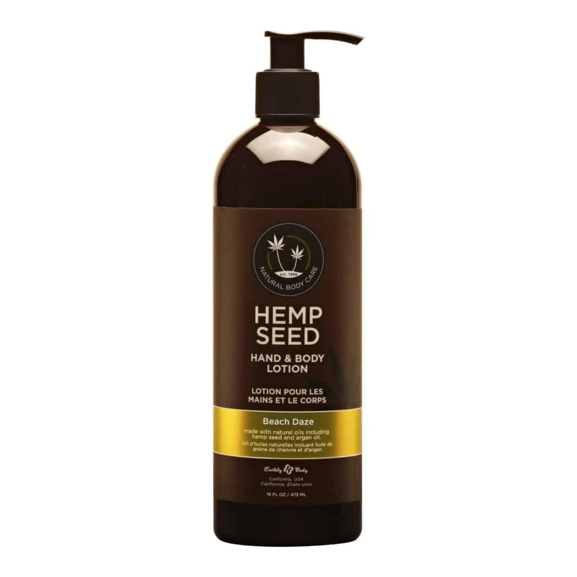 Earthly Body Hemp Seed Hand & Body Lotion – Beach Daze Scent, 16 oz | Lightweight, Non-Greasy Hydration