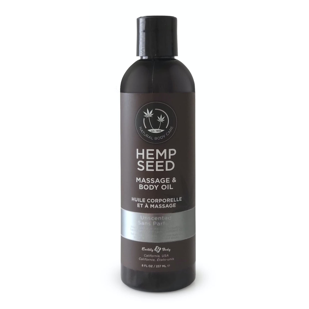 Earthly Body Hemp Seed Massage & Body Oil, Unscented – 8 oz