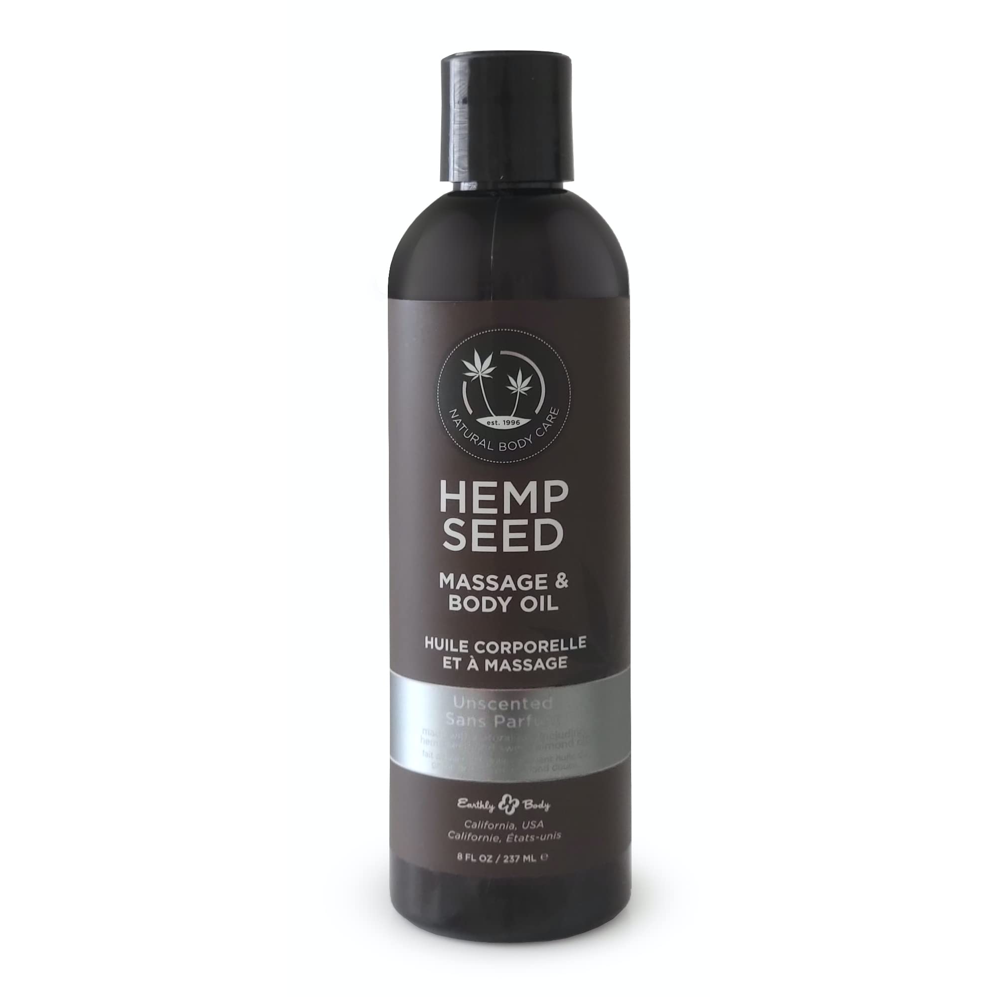 Earthly Body Hemp Seed Massage & Body Oil, Unscented – 8 oz