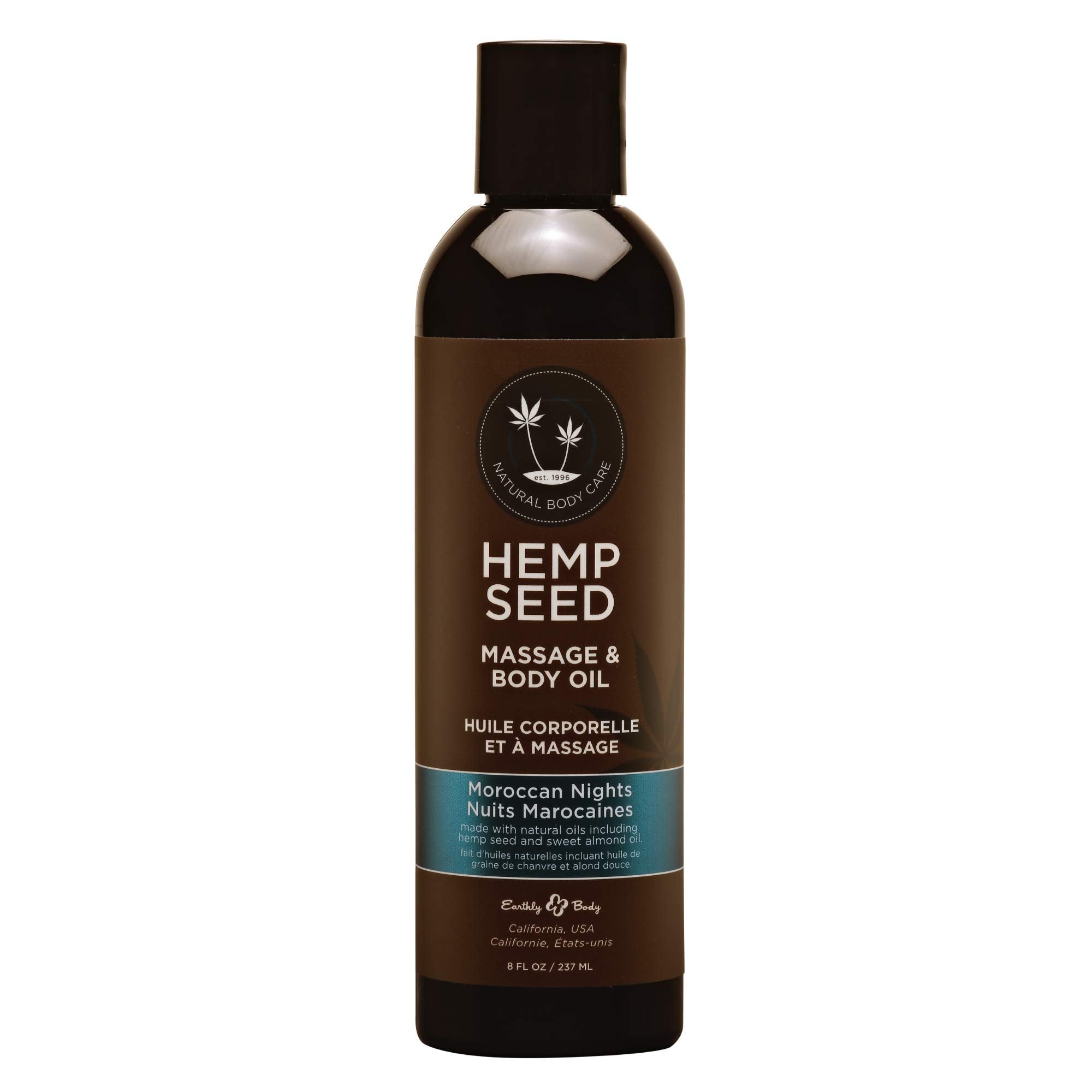 Earthly Body Hemp Seed Massage & Body Oil – Moroccan Nights, 8 oz