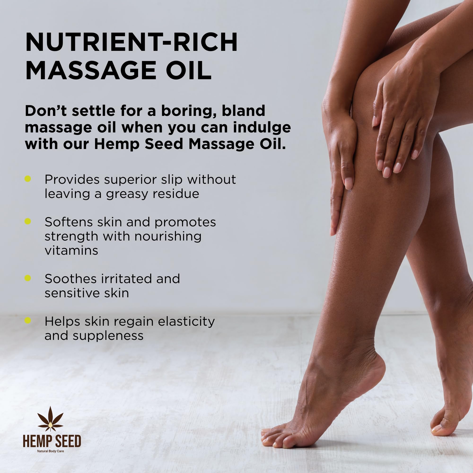Earthly Body Hemp Seed Massage Oil - Nag Champa Scent, 8 oz | Vegan & Cruelty-Free