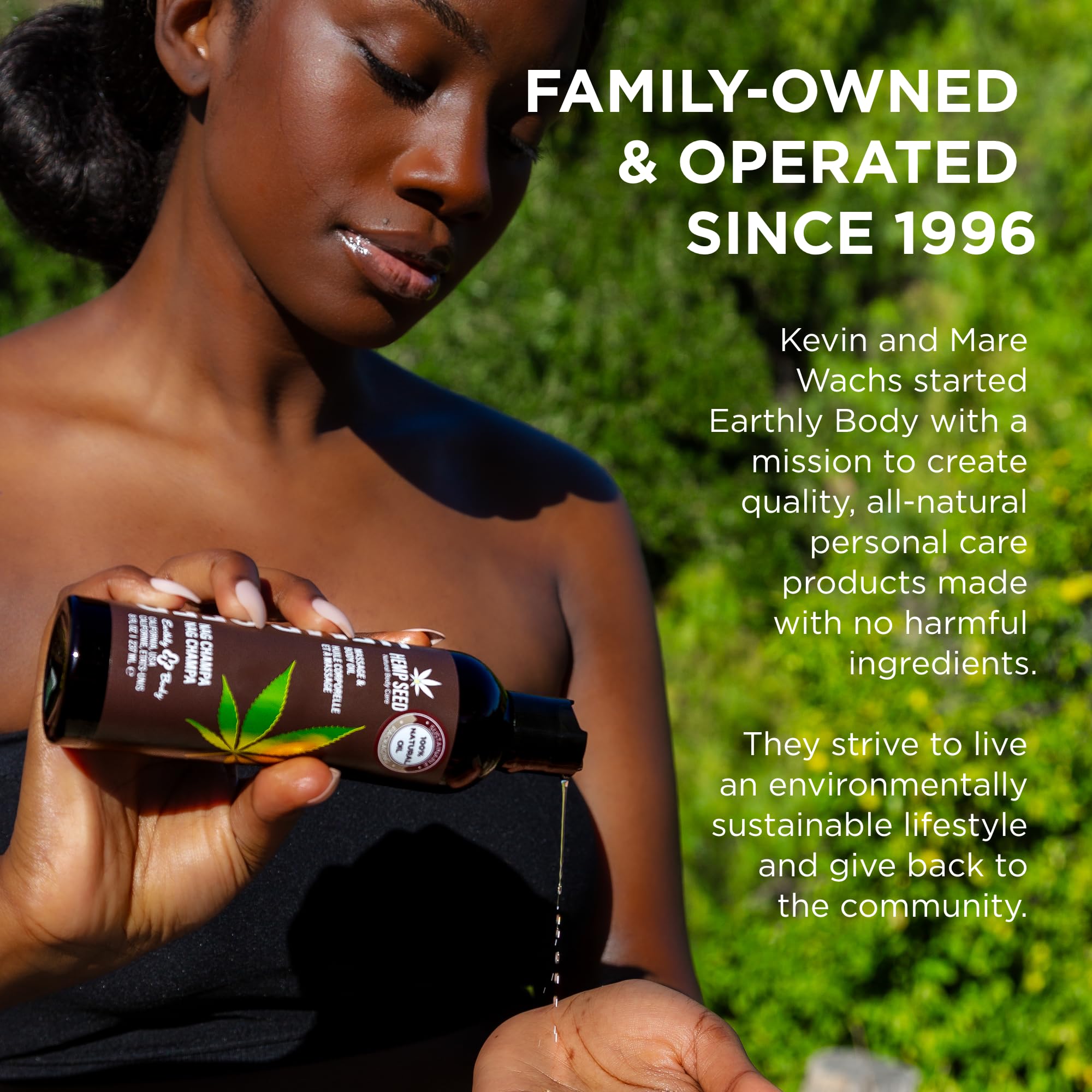 Earthly Body Hemp Seed Massage Oil - Nag Champa Scent, 8 oz | Vegan & Cruelty-Free