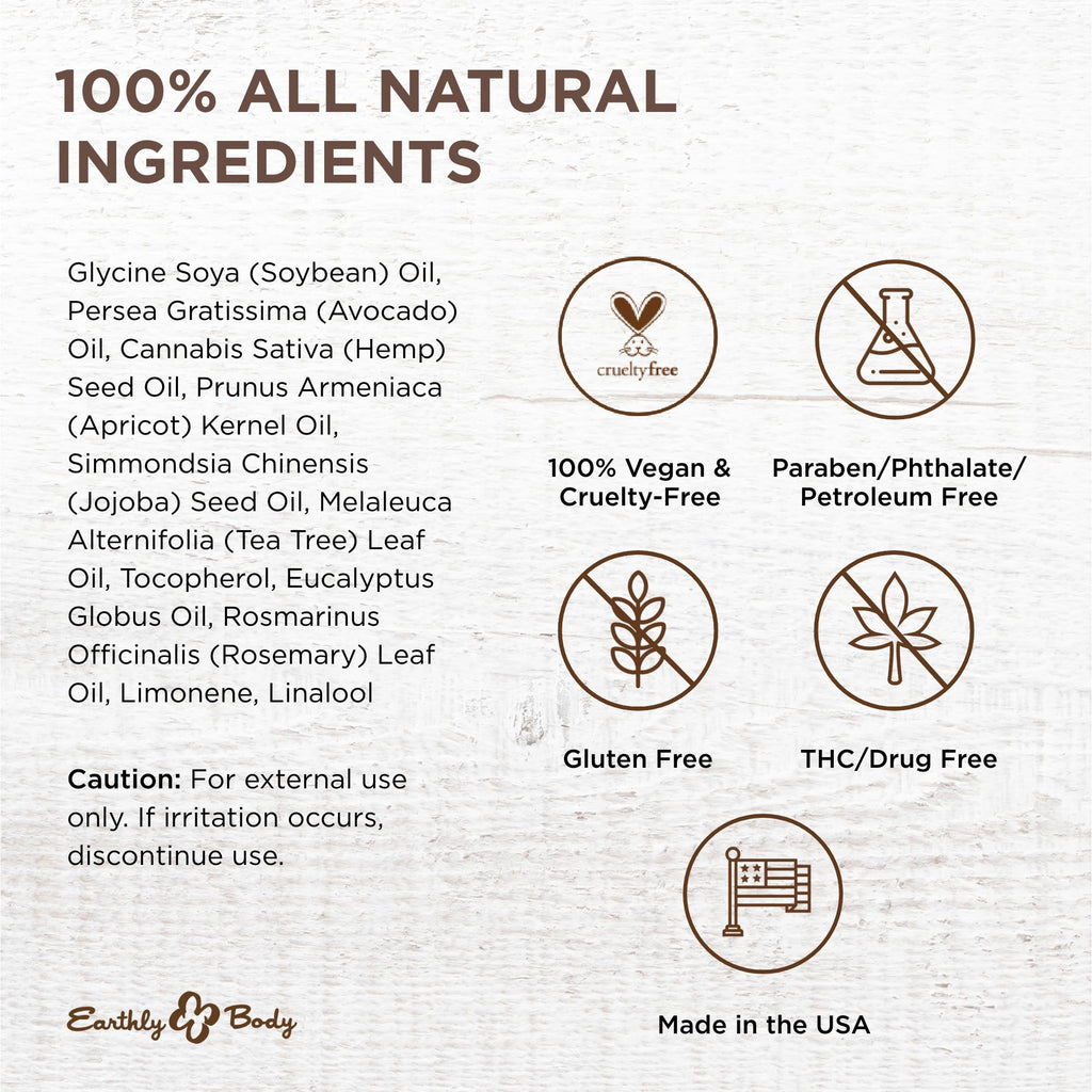 Earthly Body Miracle Oil – 1 oz, 100% Natural Tea Tree & Hemp Seed Oils
