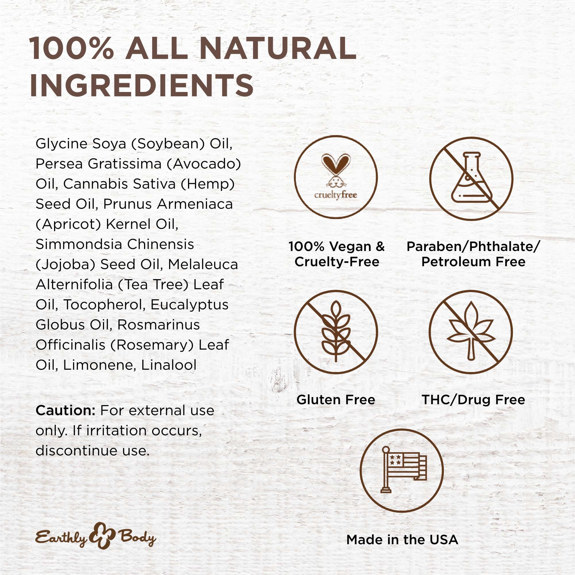 Earthly Body Miracle Oil – 1 oz, 100% Natural Tea Tree & Hemp Seed Oils