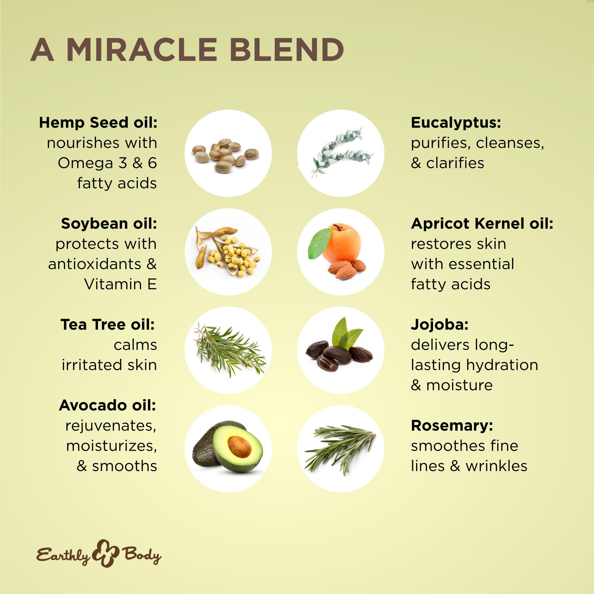 Earthly Body Miracle Oil – 1 oz, 100% Natural Tea Tree & Hemp Seed Oils