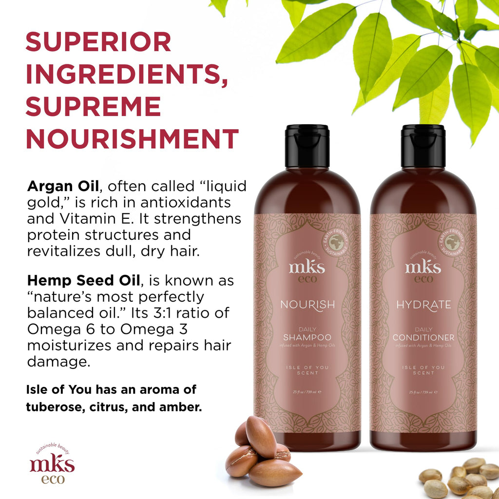 Earthly Body MKS eco Nourish Shampoo & Hydrate Conditioner Isle of You – 25 oz Each | Vegan, Cruelty-Free
