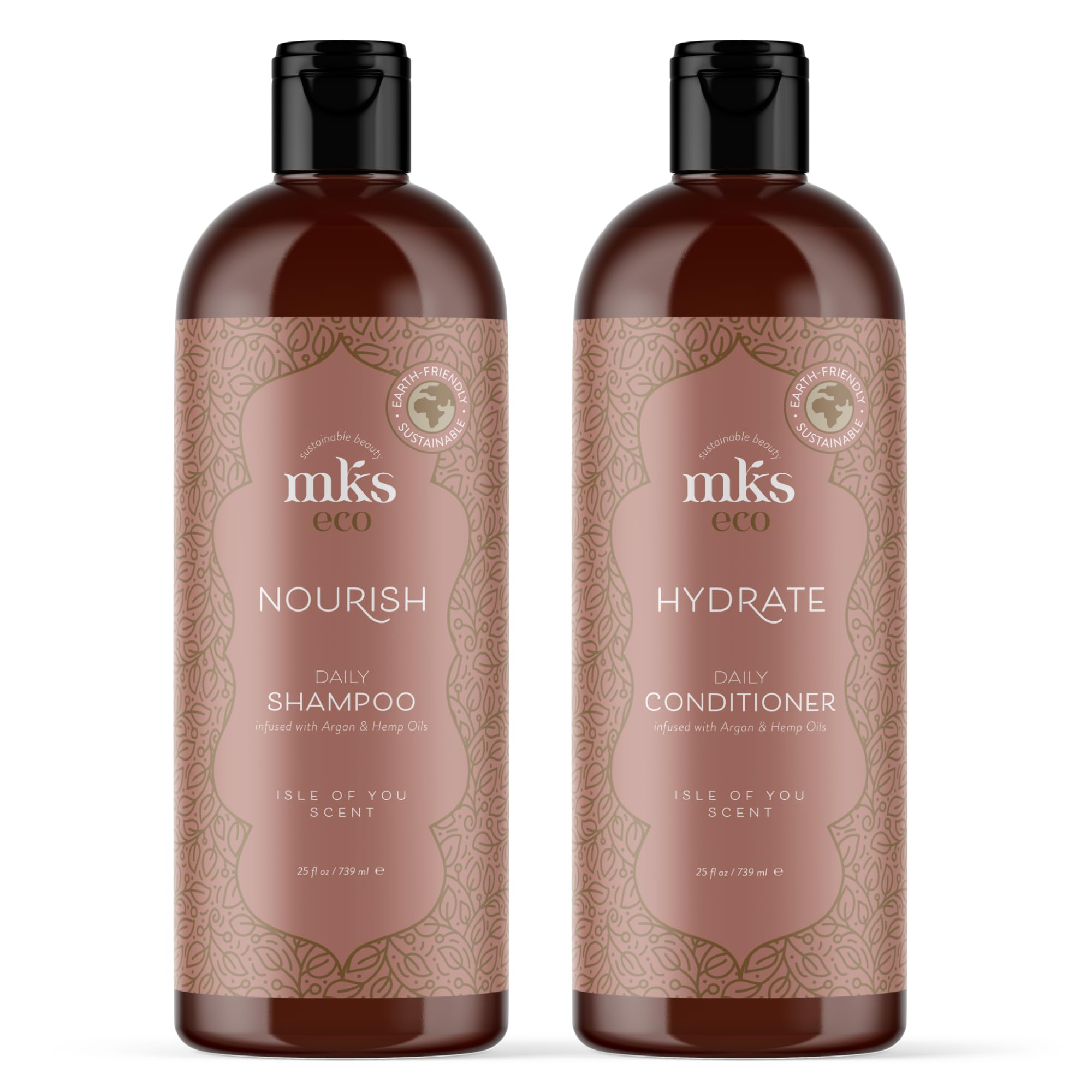 Earthly Body MKS eco Nourish Shampoo & Hydrate Conditioner Isle of You – 25 oz Each | Vegan, Cruelty-Free