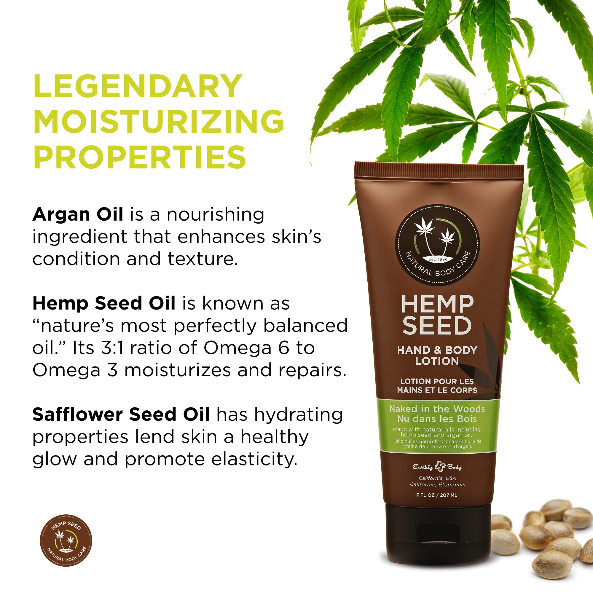 Earthly Body Naked in the Woods Body Lotion – 7 oz | Hydrating Hemp Seed & Argan
