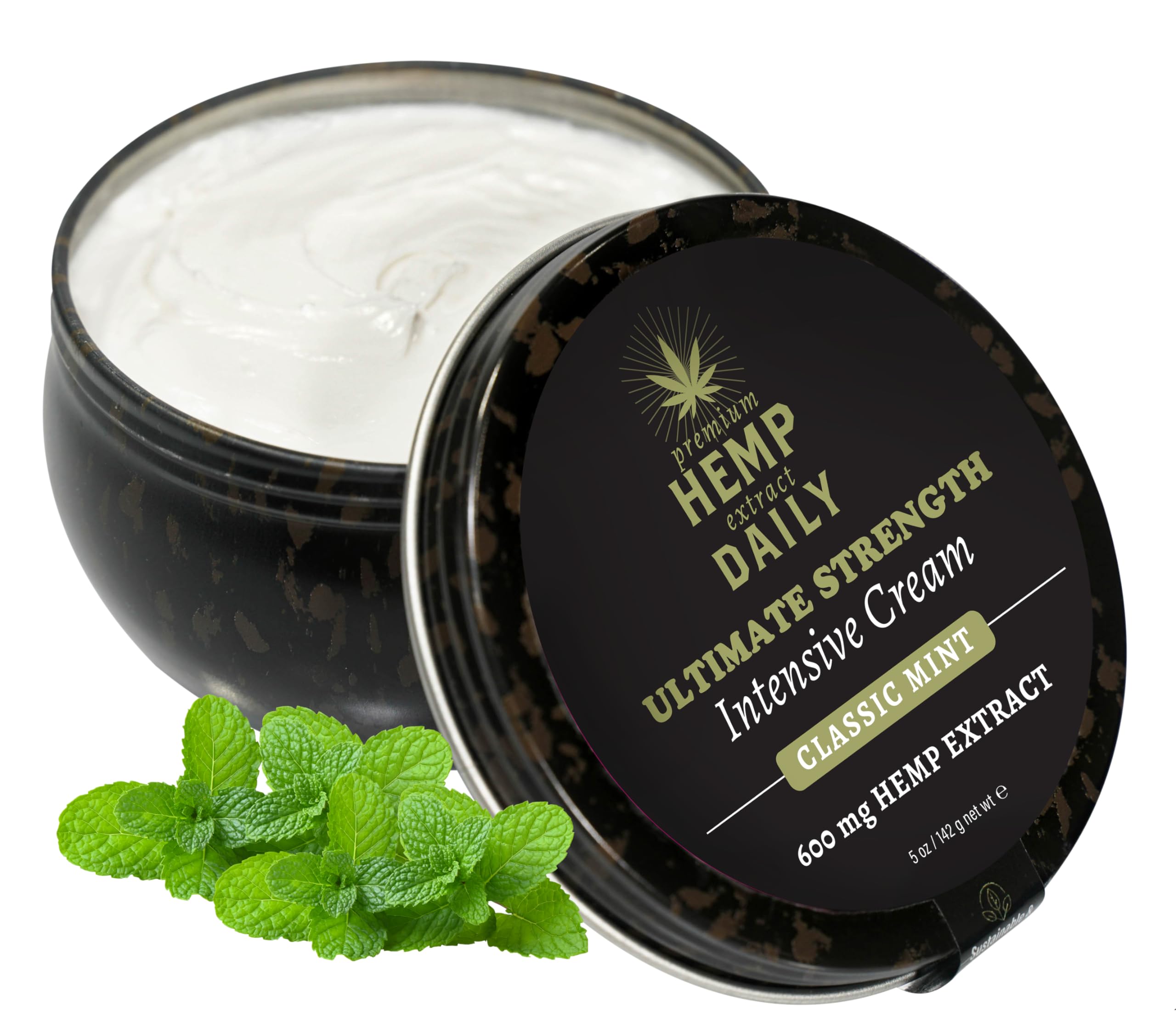 Earthly Body Premium Hemp Extract Daily Ultimate Cream – Menthol Mint, Argan, Jojoba & Rosehip – Lightweight, Fast-Absorbing Moisturizer, 5 oz