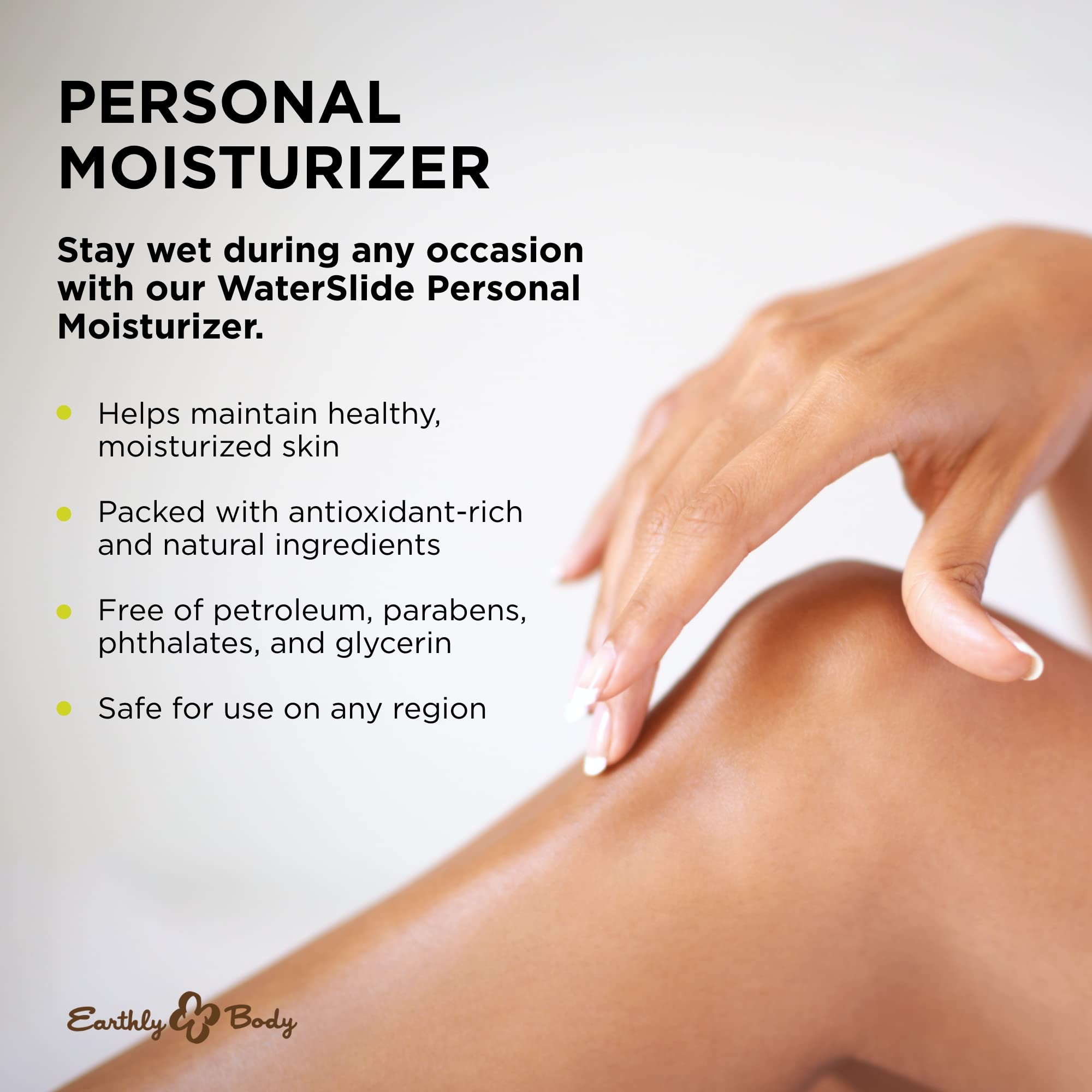 Earthly Body WaterSlide — 8 oz Water-Based Personal Moisturizer | 100% Natural, Vegan & Cruelty-Free