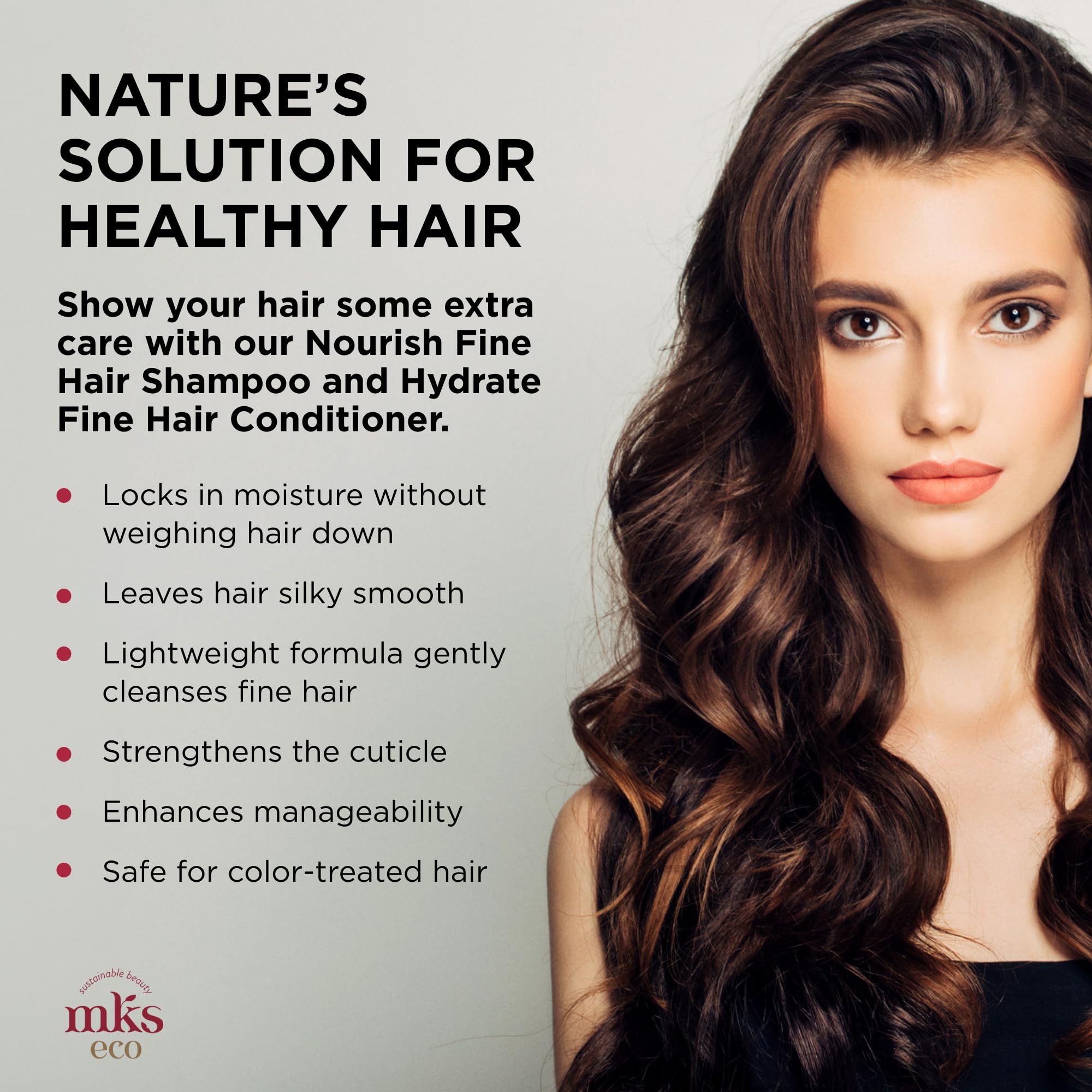 Earthly Body MKS eco Nourish Shampoo + Hydrate Conditioner for Fine Hair – Light Breeze (25 fl oz each)