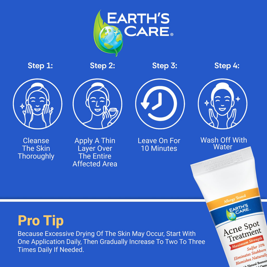 Earth's Care Acne Spot Treatment - 10% Sulfur Cream for Cystic Acne