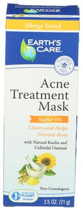 Earth's Care Acne Treatment Mask - 5% Sulfur for Clear Pores (2.5 oz Tube)
