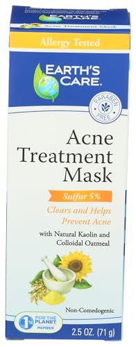 Earth's Care Acne Treatment Mask - 5% Sulfur for Clear Pores (2.5 oz Tube)