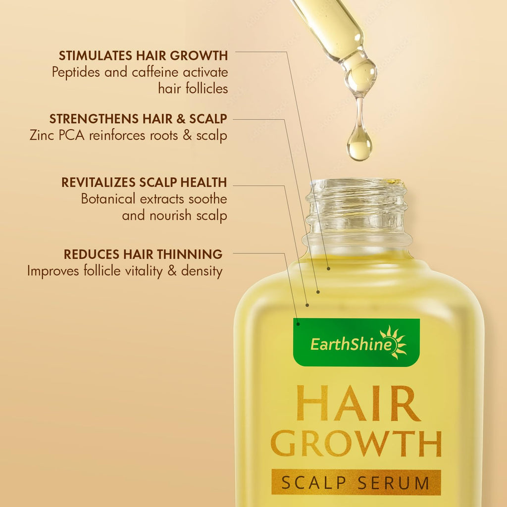 EarthShine Hair Growth Serum – Rosemary, Peptides & Caffeine