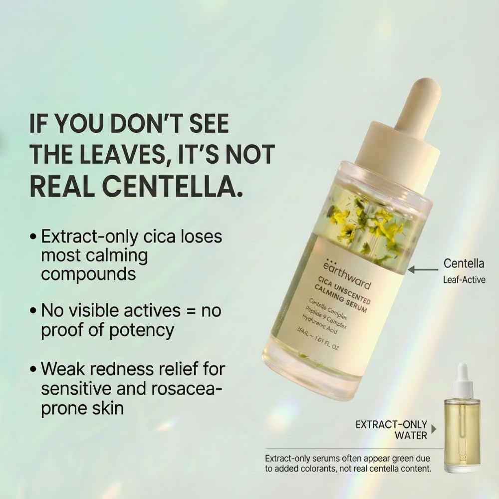 EARTHWARD Centella Serum | Unscented, 494,700 ppm Centella Asiatica, 30ml