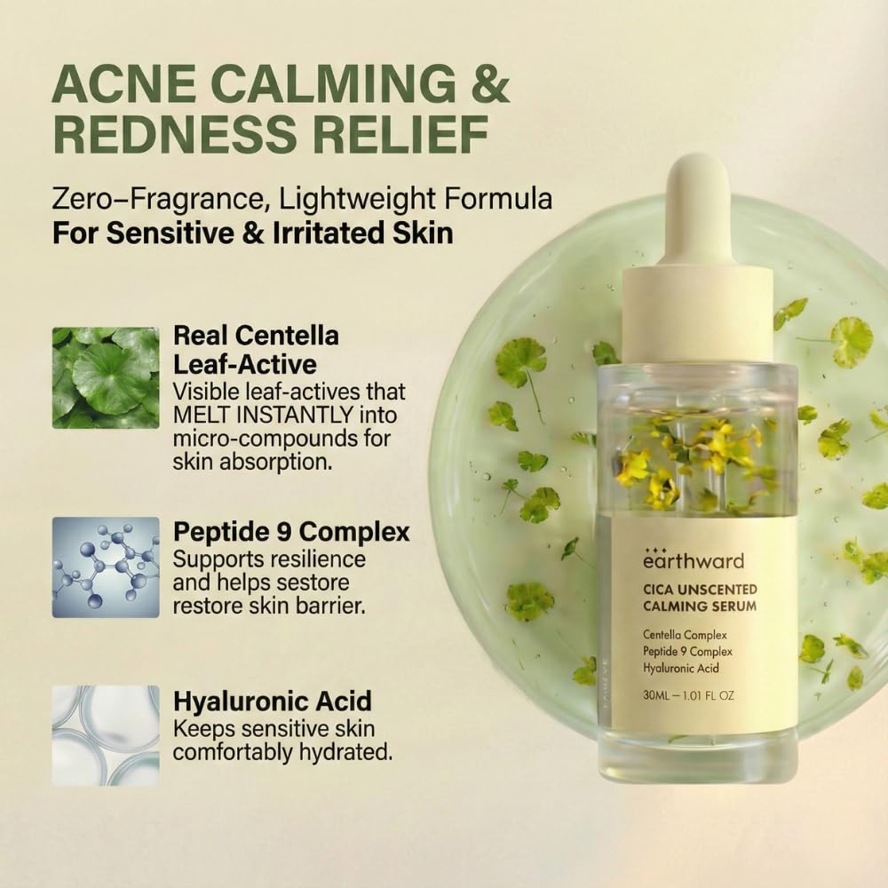 EARTHWARD Centella Serum | Unscented, 494,700 ppm Centella Asiatica, 30ml