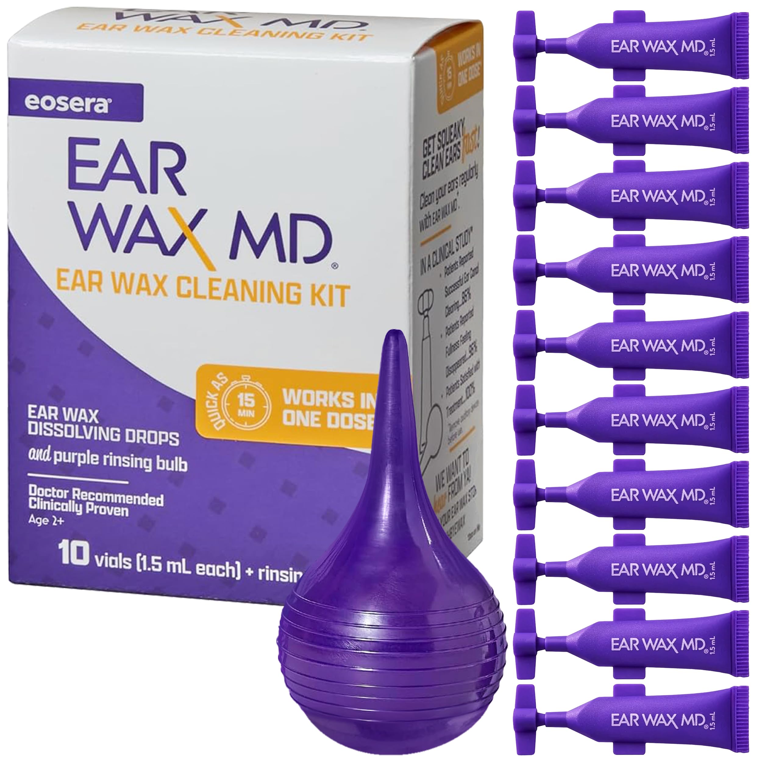 Earwax MD eosera Cleaning Kit – Fast-Acting Ear Wax Drops & Rinse Bulb